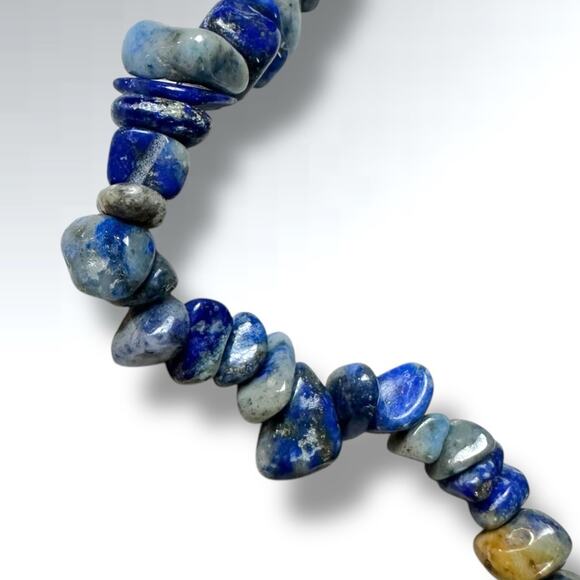 Free People Bohemian Single Strand Crystal Chip Beaded Necklace Lapis Blue NWT - Picture 5 of 15